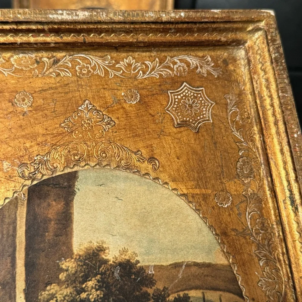 Set off 2/ Vintage Italian Florentina Gilt Gold  Wood Artwork